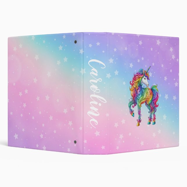 Personalized Colourful unicorn magic  Binder (Background)