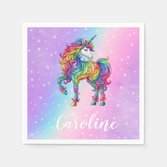 Personalized Colourful unicorn magic  Napkin (Front)