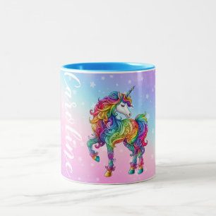 Personalized Colourful unicorn magic Two-Tone Coffee Mug