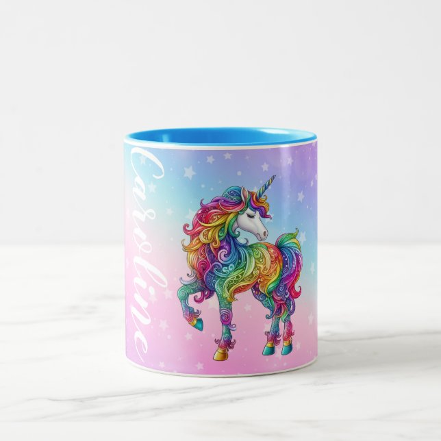 Personalized Colourful unicorn magic  Two-Tone Coffee Mug (Center)
