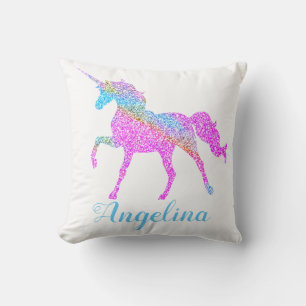 Personalized Colourful Unicorn Throw Pillow