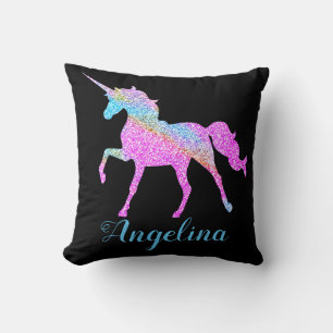Personalized Colourful Unicorn Throw Pillow