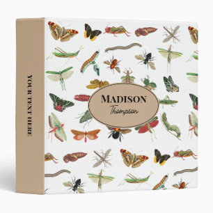 Personalized Colourful Vintage Insect Pattern Binder