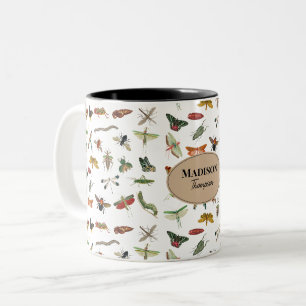 Personalized Colourful Vintage Insect Pattern Two-Tone Coffee Mug