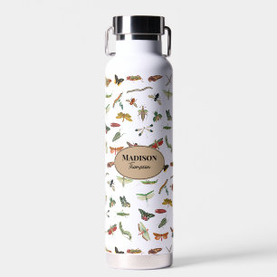 Personalized Colourful Vintage Insect Pattern   Water Bottle