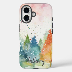Personalized Colourful Watercolor Forest Phone Cas iPhone 16 Case