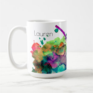 Personalized Colourful Watercolor Paint Splatter 3 Coffee Mug