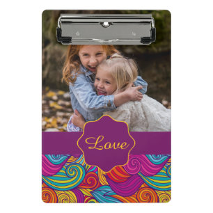 Personalized Colourful Wavy Stripe Swirls Pattern Mini Clipboard