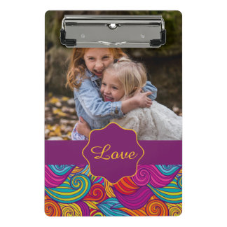 Personalized Colourful Wavy Stripe Swirls Pattern Mini Clipboard