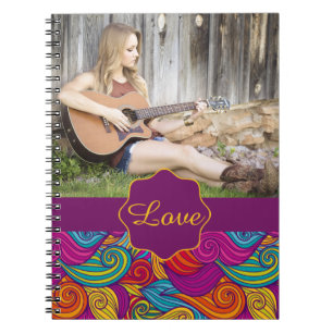 Personalized Colourful Wavy Stripe Swirls Pattern Notebook