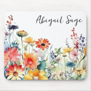 Personalized Colourful Wildflowers Vibrant Flower Mouse Pad