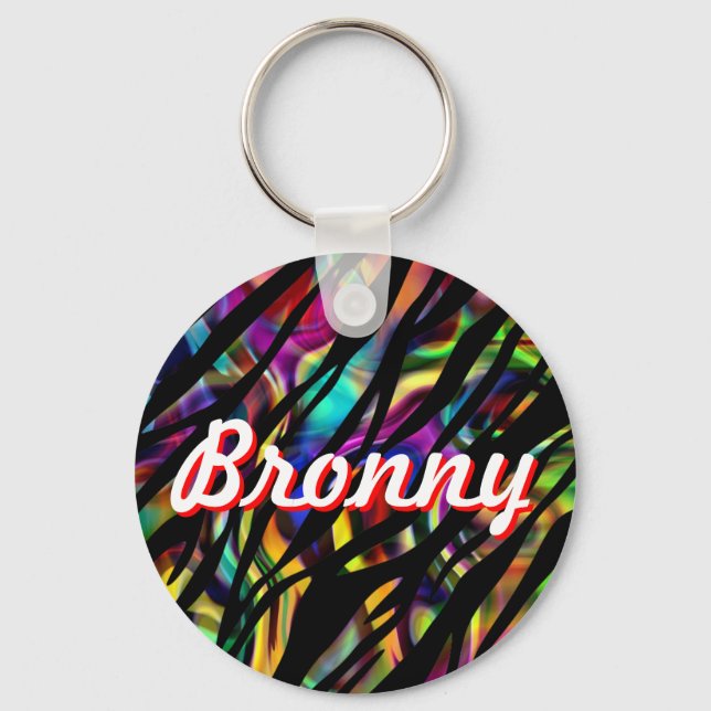 Personalized Colourful Zebra Design Keychain (Front)