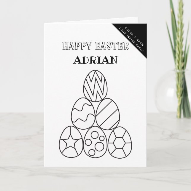 Personalized Colouring & Drawing Easter Activity Holiday Card (Front)