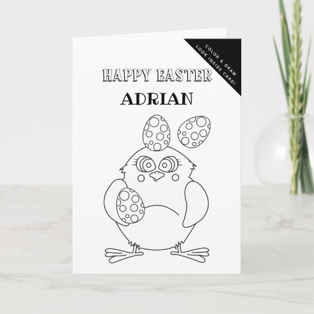 Personalized Colouring & Drawing Easter Activity Holiday Card (Front)