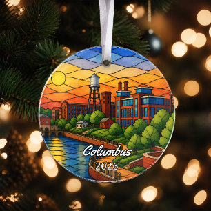 Personalized Columbus Acrylic Ornament, Custom Geo Ornament