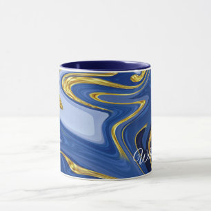 Personalized Combo Mug: Blue & Gold Accents Mug