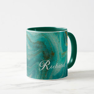 Personalized Combo Mug: Green, & Gold Accents Mug