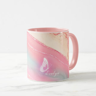 Personalized Combo Pink Gold Marble Mug 