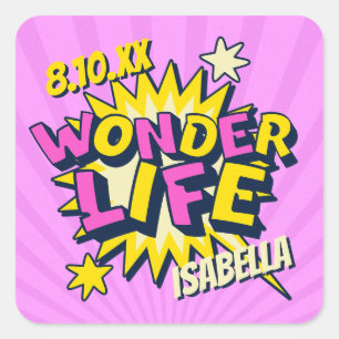 Personalized Comic Birthday Square Sticker