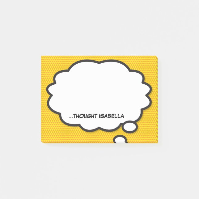 Personalized Comic Book Fun Think Bubble Post-it Notes (Front)