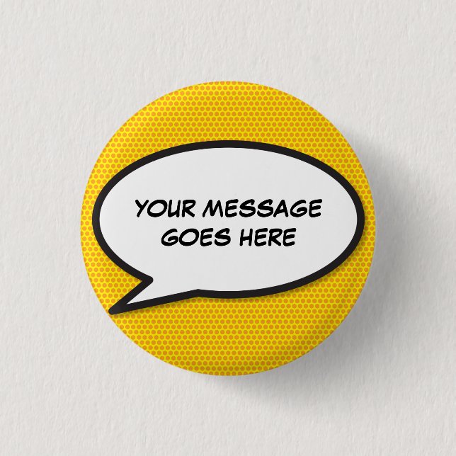 Personalized Comic Book Pop Art Speech Bubble 1 Inch Round Button (Front)