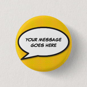 Personalized Comic Book Pop Art Speech Bubble 1 Inch Round Button
