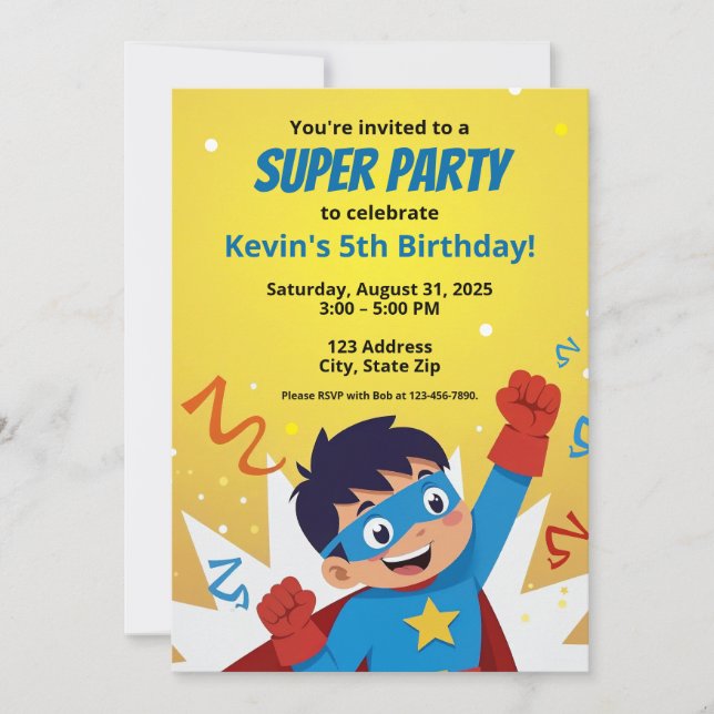 Personalized Comic Book Style Super Hero Invitatio Invitation (Front)