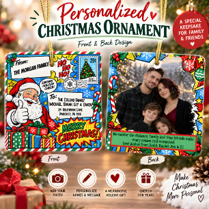 Personalized Comic Christmas Postcard Ceramic Ornament
