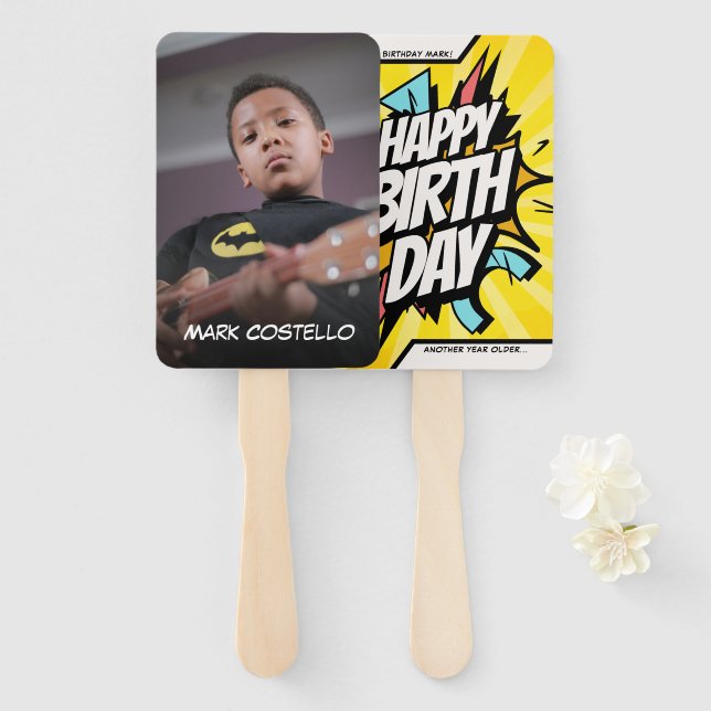 Personalized Comic Happy Birthday Fan Faces  (Front and Back)