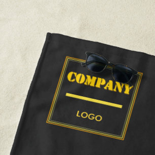 Personalized Company Black Modern Custom Business Beach Towel