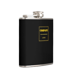 Personalized Company Black Modern Custom Business Hip Flask