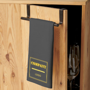 Personalized Company Black Modern Custom Business Kitchen Towel