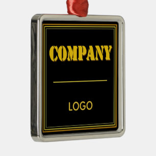 Personalized Company Black Modern Custom Business Metal Ornament