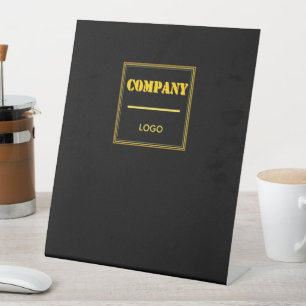 Personalized Company Black Modern Custom Business Pedestal Sign