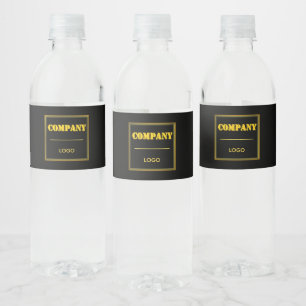 Personalized Company Black Modern Custom Business Water Bottle Label