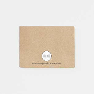 Personalized Company Business Logo Rustic Kraft Post-it Notes