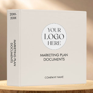 Personalized Company Business Logo Template Beige Binder