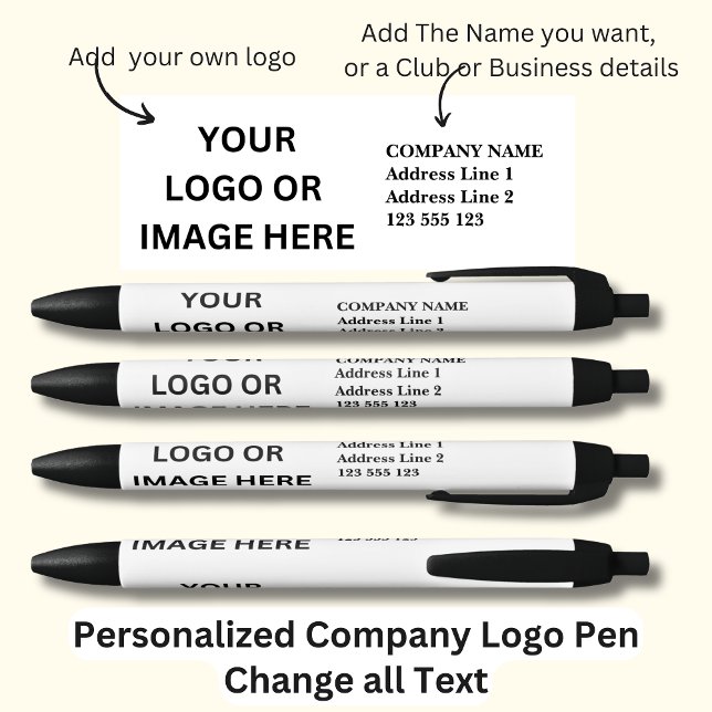 Personalized Company Details & Logo Black Ink Pen (Creator Uploaded)