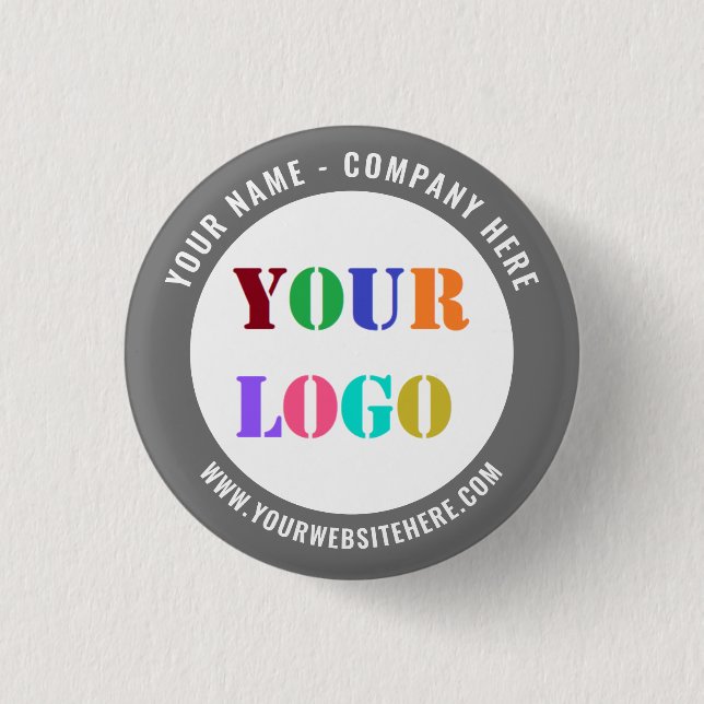 Personalized Company Logo and Text Button Example (Front)
