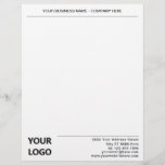 Personalized Company Logo Name Address Letterhead<br><div class="desc">Choose Colours - Simple Personalized Modern Design Your Business Office Letterhead with Logo - Add Your Logo - Image / Address and Contact Information / Name - Company or Slogan - Tagline / more - Resize and move or remove and add elements - image / text with customization tool. Choose...</div>