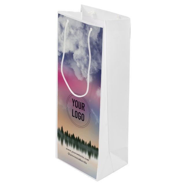 Personalized Company Logo | Promotional Business Wine Gift Bag (Front Angled)