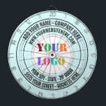 Personalized Company Logo Text Dart Board Template<br><div class="desc">Custom Colours and Fonts - Design Your Own Personalized Dartboards with Custom Company Logo Name Address Website or Custom Text Promotional Business Dart Board Gift - Add Your Name - Company / Address / Logo - Photo or QR Code / Website or Email or Phone / more - Resize and...</div>