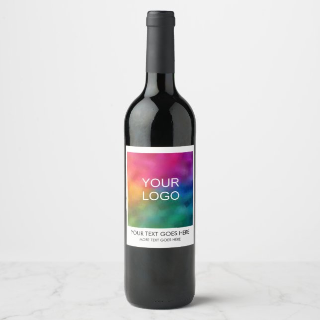 Personalized Company Logo Text Here Template Wine Label (Front)
