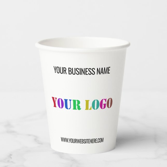 Personalized Company Logo Text Paper Cups Template (Front)