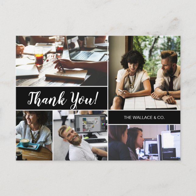 Personalized Company Photo collage Thank You Postcard (Front)