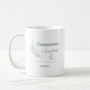 Personalized Compassion in Every Heart Botanical Coffee Mug