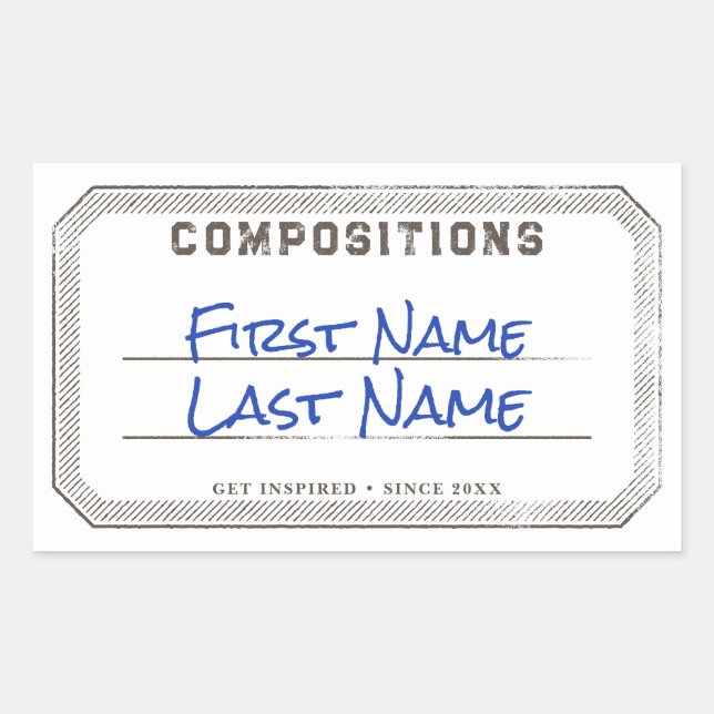 Personalized Composition Book Label Sticker (Front)