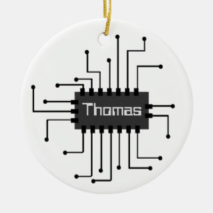Personalized Computer IC Chip Image Ceramic Ornament