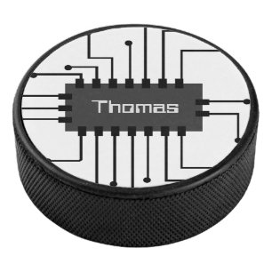 Personalized Computer IC Chip Image Hockey Puck