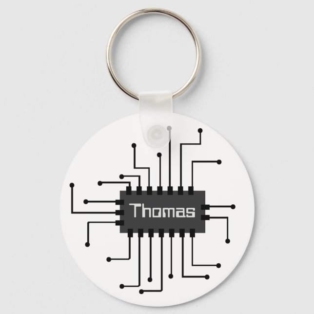 Personalized Computer IC Chip Image Keychain (Front)